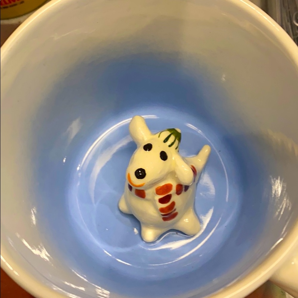Spademan Pottery Mug White puppy Dog With Scarf